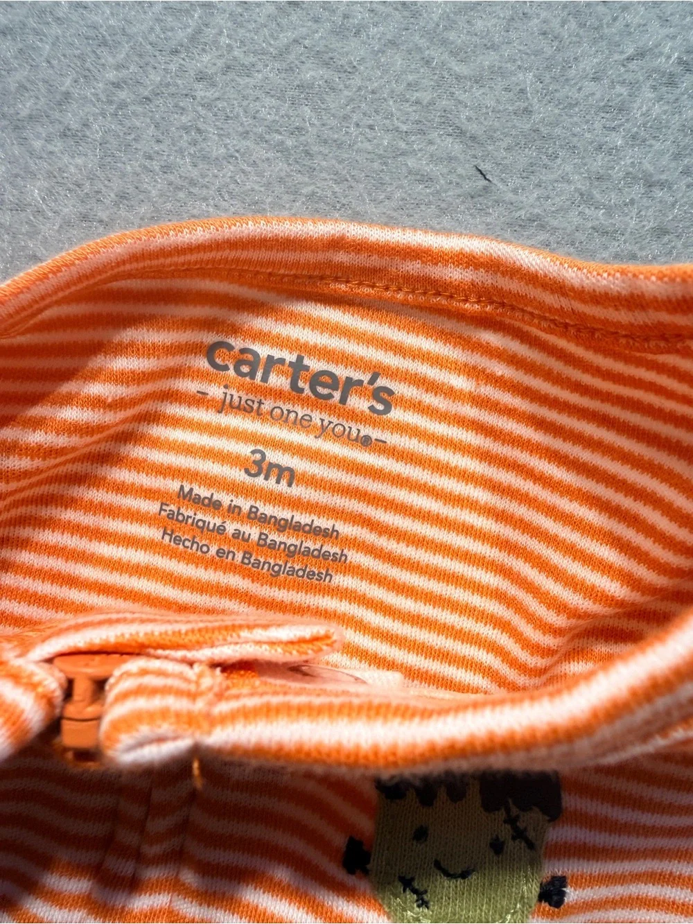 Carter's Orange & White Striped Halloween Footed Pajamas